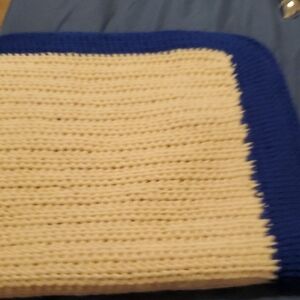 Blue and Cream Knit Blanket